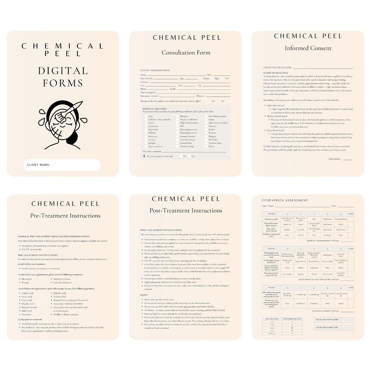 Chemical Peel Digital Forms Bundle