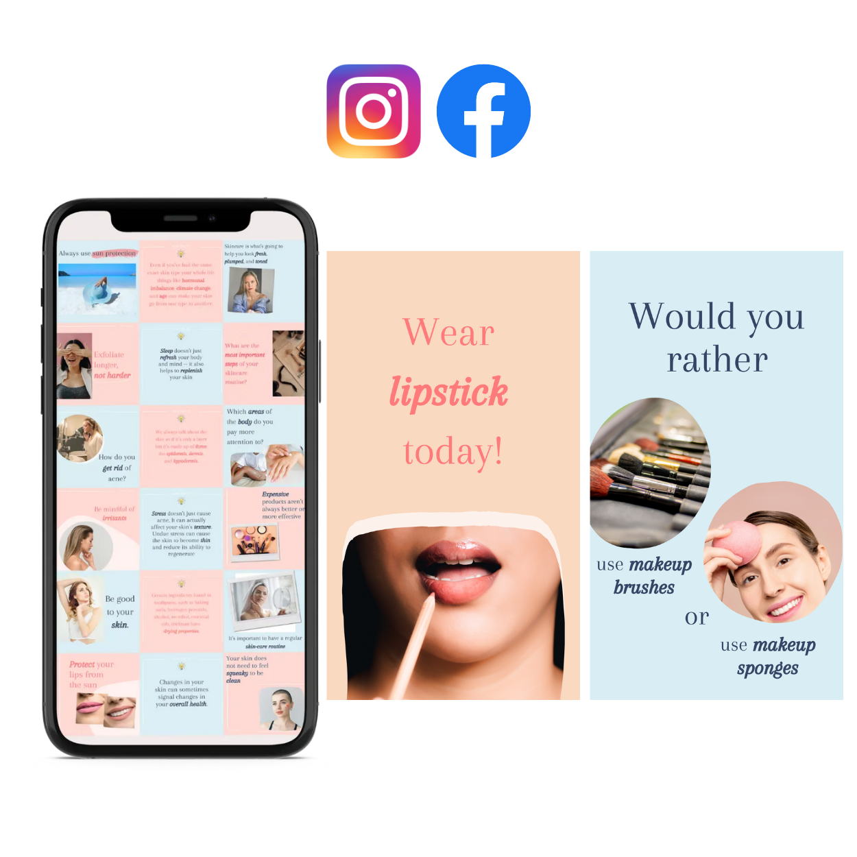 300 Beauty & Skincare Instagram Templates