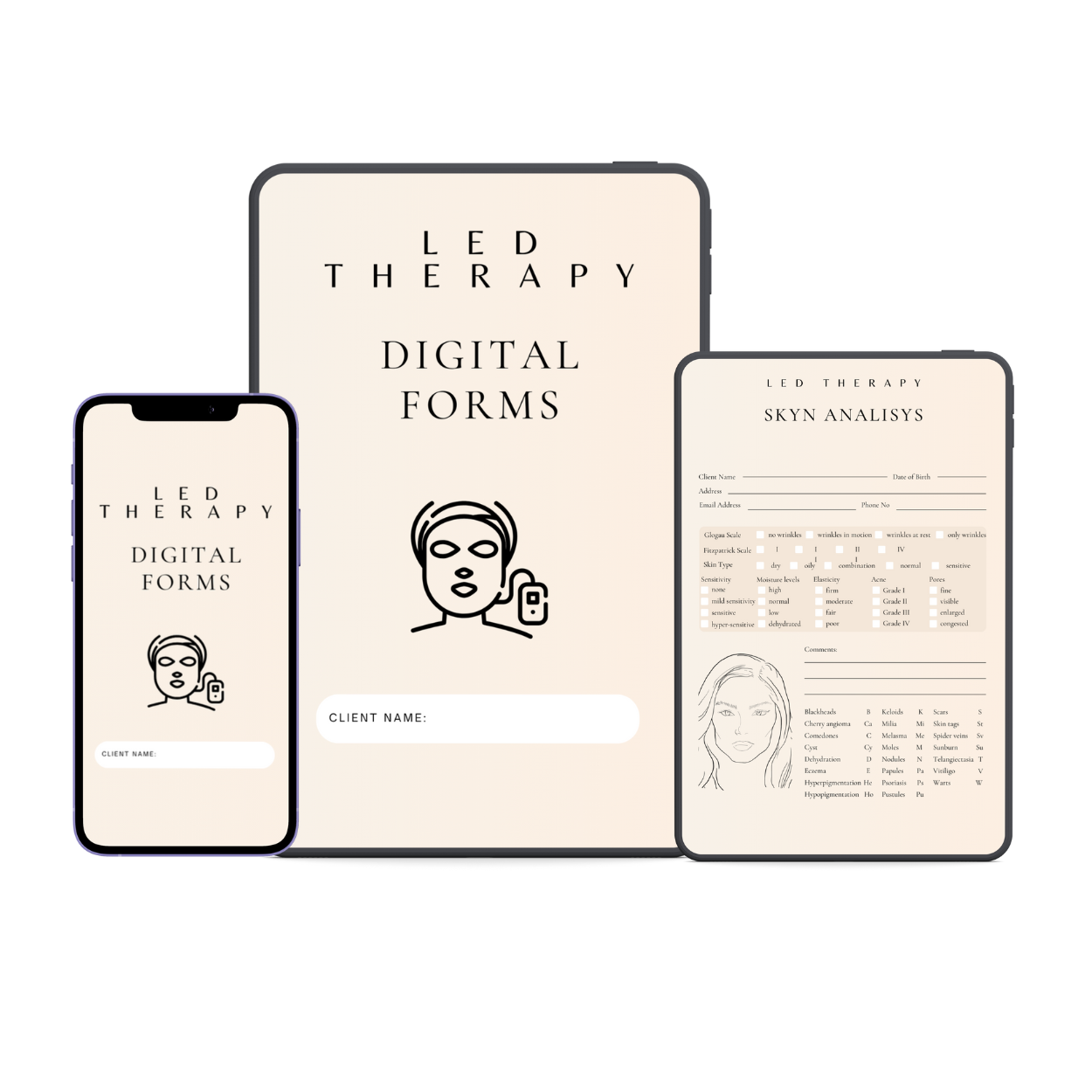 Led Therapy Digital Forms Bundle