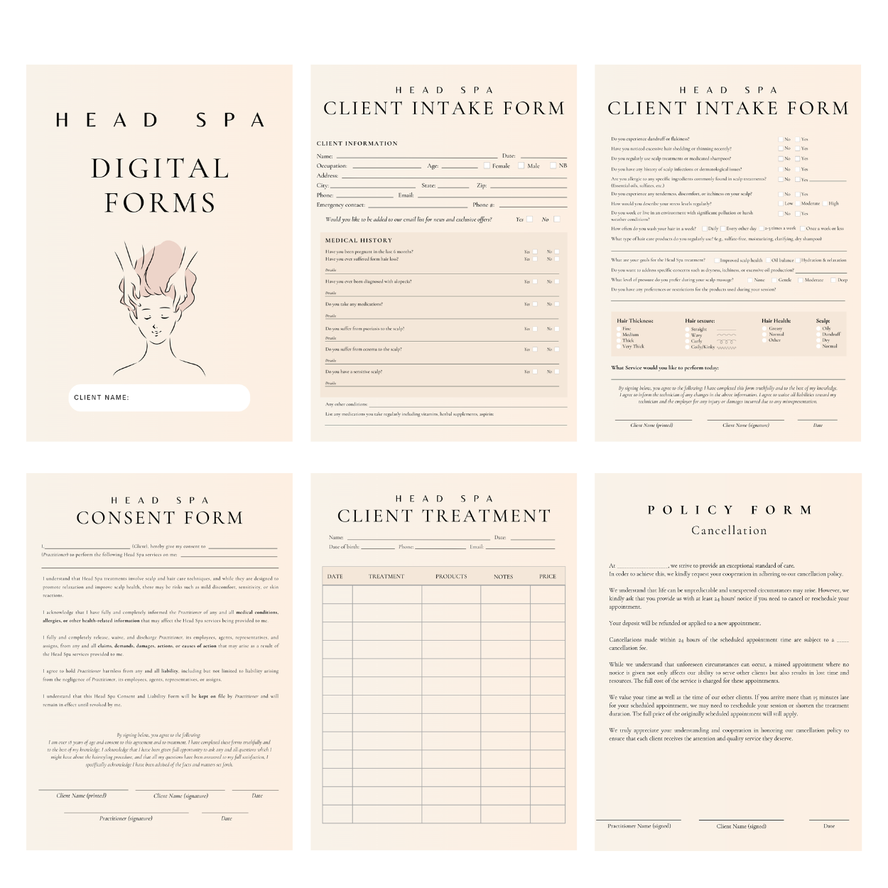 Head Spa Digital Forms Bundle